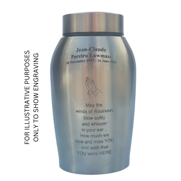 Engraved Stainless-steel cremation urn