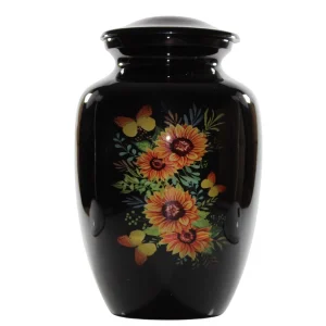 Sunflower and butterfly cremation urn