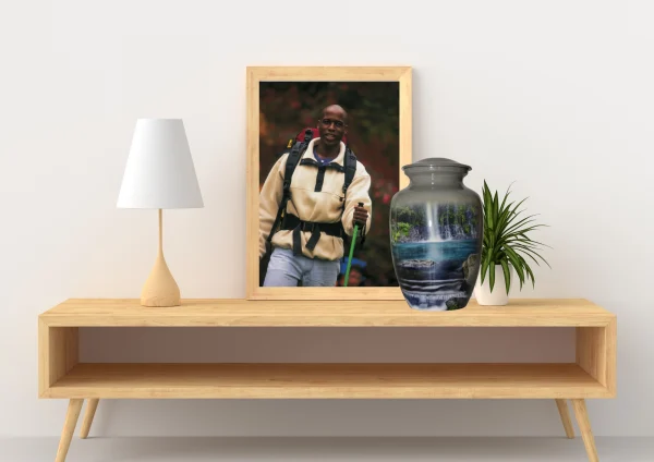 Tropical Waterfall Cremation Urn lifestyle image