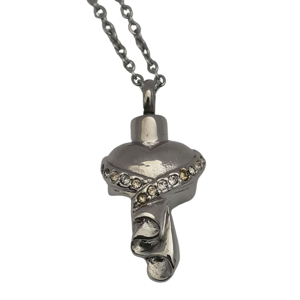 Scarf Heart - Cremation Jewellery Pendant & Chain - DivGlo