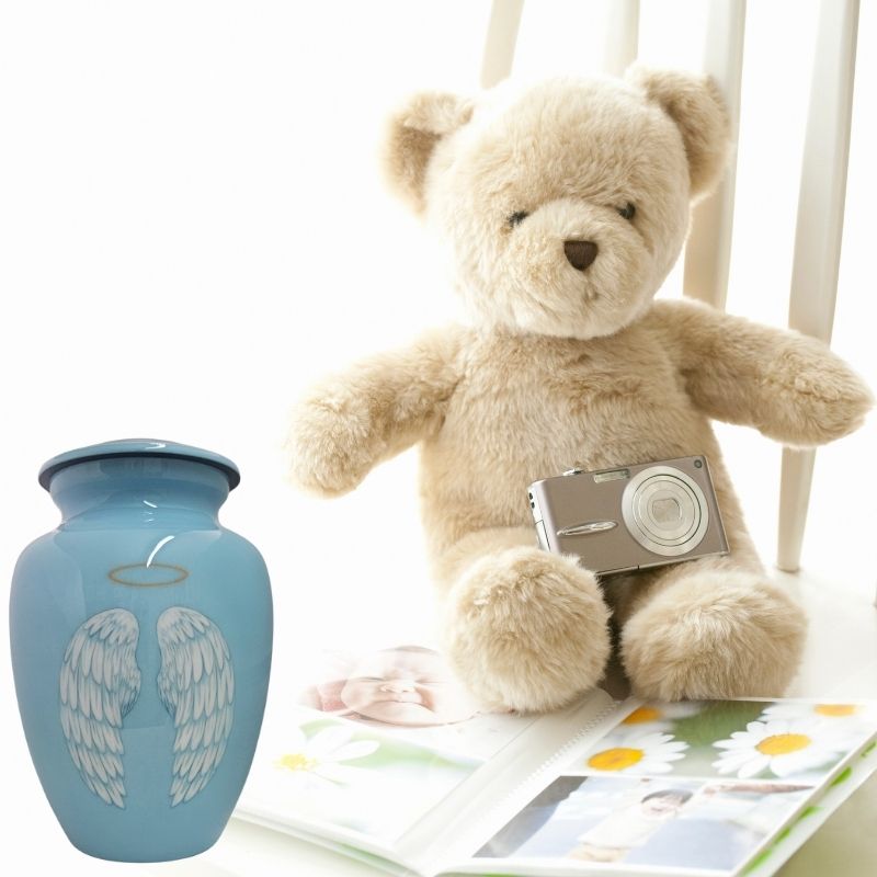 Blue Angel Wings Cremation Urn - Image 2