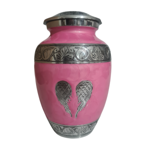 Pink Cremation Urn with Wings