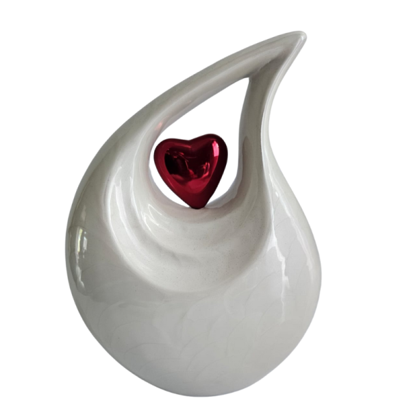 White Teardrop Cremation Urn