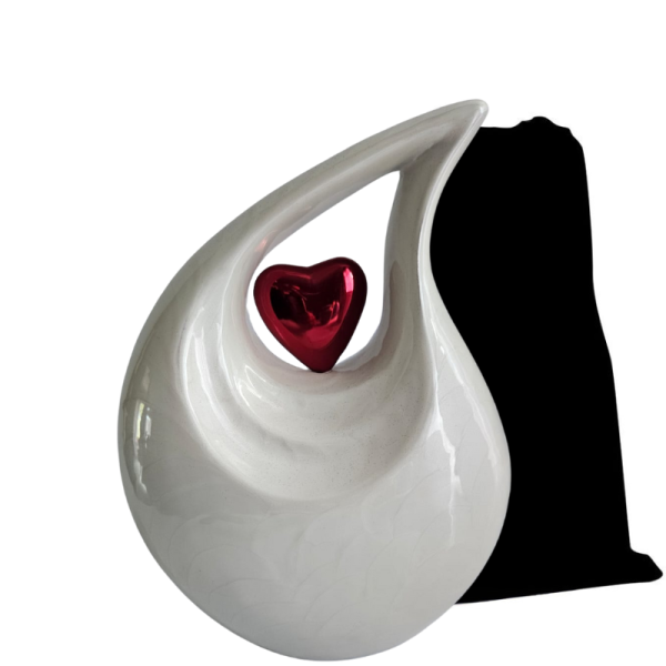 White Teardrop Cremation Urn - Image 4