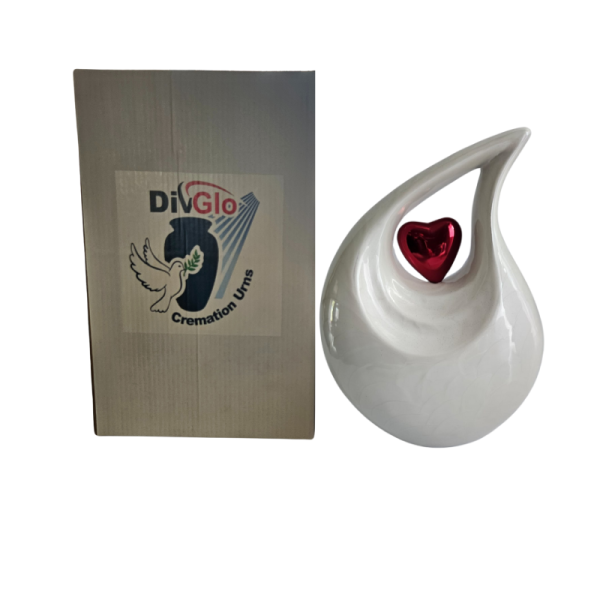 White Teardrop Cremation Urn - Image 5