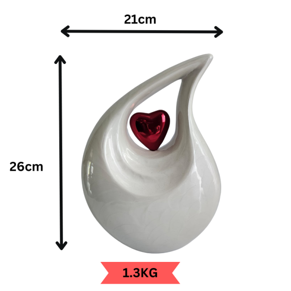 White Teardrop Cremation Urn - Image 3